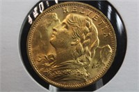 1935 Swiss Gold 20 Francs Coin