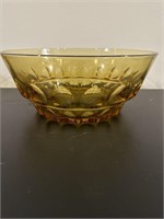 Vtg Indiana Kings Thumbprint Amber Glass Large