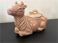 Vintage Artmark Cow lying down container ceramic