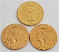 US coin lot (3) $2.5 Gold Quarter Eagles