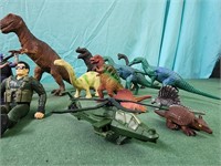 Assorted vintage figures, dinosaurs   toy story,