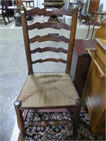 ANTIQUE OAK RUSH BOTTOM CHAIR