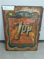 Vintage Tin Embossed "7Up" Beverage Sign