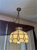 Vintage MCM Stained Glass Hanging Lamp