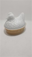Avon HEN ON A NEST Milk Glass nesting chicken