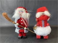 Swedish Tomte Sweeping Girl, Girl With Bell Figure