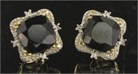 14kt Gold Natural 4.11 ct Onyx & Diamond Earrings