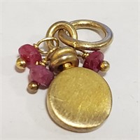 Sterling Gold Toned Ruby Bead Charm SJC