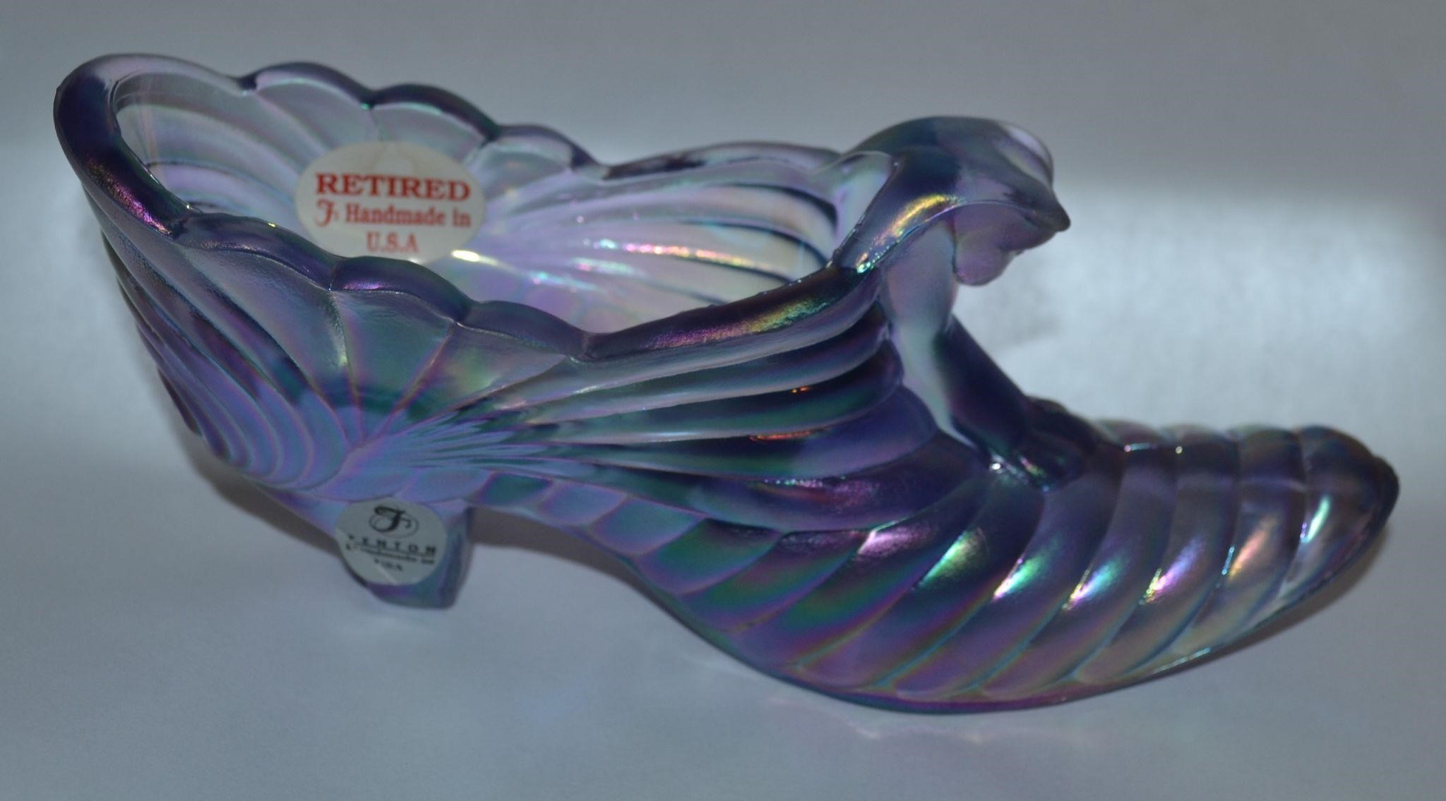 Fenton carnival glass shoe