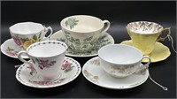 Porcelain Teacups and Saucers : Windsor Ware, J&C