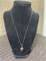 12K GOLD CHAIN & 14K GOLD PENDANT WITH CZ STONES