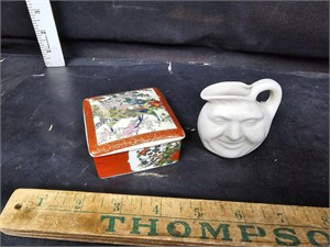 Pitcher with a face and Satsuma trinket holder