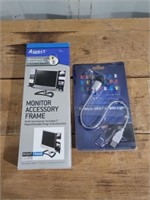 Monitor accessory frame & usb fan with light