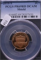 2010 S PCGS PF69DC RED SHIELD CENT