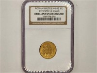 Roman-Brutus AV Stater 42-44 BC Gold Coin NGC BU