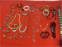 Trifari Necklace & Earrings, Rhinestone Bracelet,