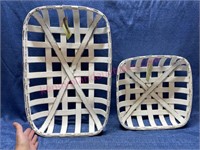 (2) White modern tobacco wall baskets