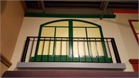 upper iron railing 80"  with  wood window decor
