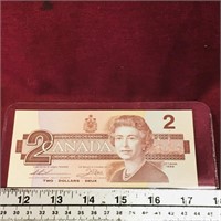 1986 Canada $2 Banknote Paper Money Bill