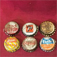 Lot Of 6 Beverage Bottle Caps (Vintage)