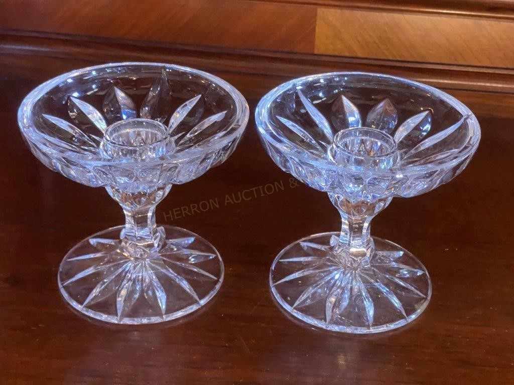 Pair of Pressed Glass Candle Holders