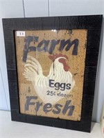 Framed Farm Fresh Eggs Country Decor Chicken