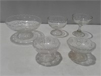 (5) Glass Pedestal Candy Bowls