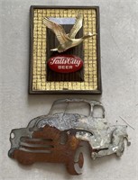 (T) Falls City Beer Plastic Sign and Metal Pickup