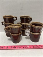 (10) VTG Hull USA Oven Proof Glazed Pottery Mugs