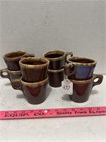 (8) VTG Hull USA Oven Proof Brown Drip Coffee Mugs