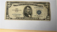 5 dollar silver certificate note