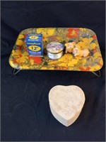 Vintage TV Dinner Tray, Heart Shaped Box, etc