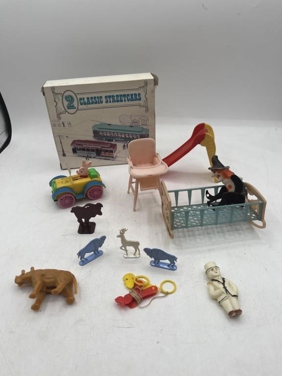 Vintage Plastic Toy Lot doll house, furniture,