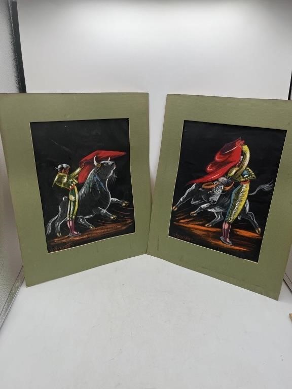 ORIGINAL Chalk SPANISH BULLFIGHTER Artist SIGNED