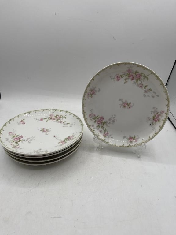 Beautiful set of 6 signed Limoges pink floral