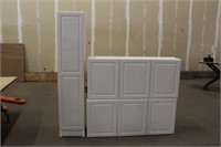 (2) 3-Door White Laundry Cabinets & Utility