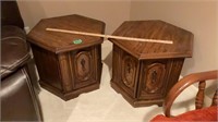 2 mid century octagon end tables