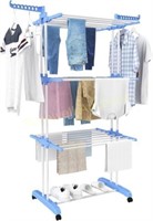 Clothes Drying Rack  4-Tier Foldable  BLUE