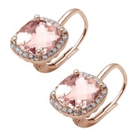 Cushion Cut Morganite & White Topaz Earrings