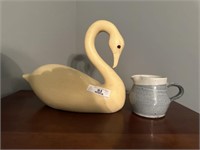 Goose and Stoneware Small Pitcher
