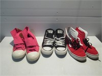 3 PAIRS OF USED SHOES: CONVERSE SIZE 6 & 7