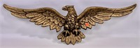 Metal eagle, gold wash, 35" long x 10" wide
