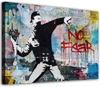 Banksy Canvas Wall Art - Rage Flower Thrower