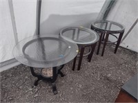 3 Round Glass Top End Tables