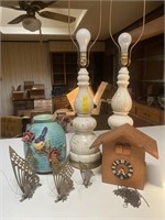 2-Vintage Lamps, Coo-Coo Clock & More