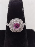 .925 Marked Bezel Pink Sapphire Designer Ring