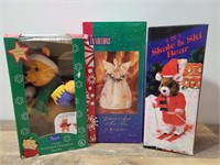 Pooh Ornament, Lighted Angel, & Skate and Ski Bear