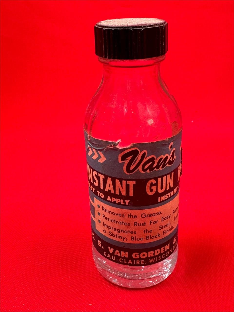 Vintage Bottle of Van's Instant Gun Blue