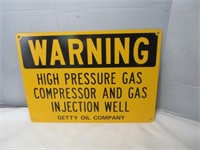 Vintage Getty Oil Porcelain Metal Gas Well Sign