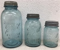 Set of 3 Ball Glass Mason Jars